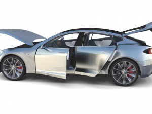 tesla model s 2016 silver with interior 3D Model