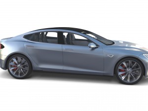 tesla model s 2016 silver with interior 3D Model