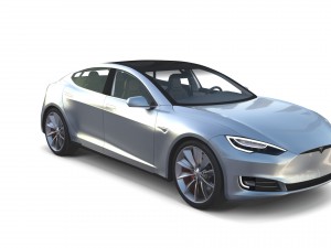 tesla model s 2016 silver with interior 3D Model