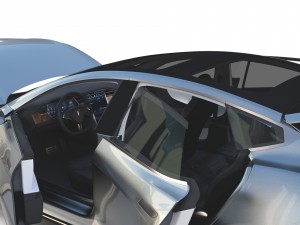 tesla model s 2016 silver with interior 3D Model