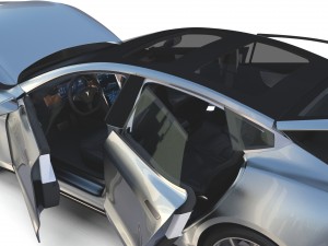 tesla model s 2016 silver with interior 3D Model