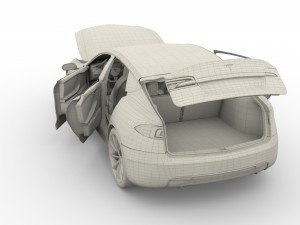 tesla model s 2016 silver with interior 3D Model