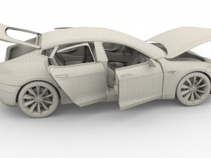 tesla model s 2016 silver with interior 3D Model