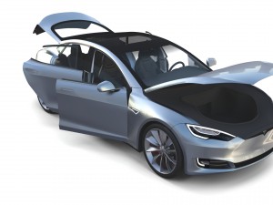 tesla model s 2016 silver with interior 3D Model