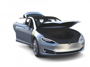 tesla model s 2016 silver with interior and chassis model 3Dモデル