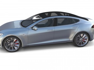 tesla model s 2016 silver with interior and chassis model 3Dモデル