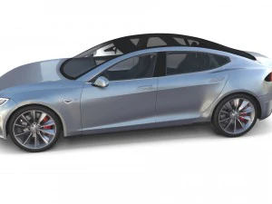 tesla model s 2016 silver with interior and chassis model 3D Model
