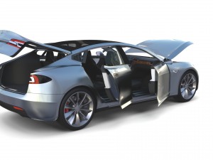 tesla model s 2016 silver with interior and chassis model 3Dモデル