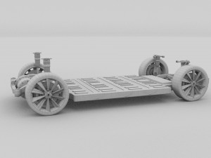 tesla model s 2016 silver with interior and chassis model 3Dモデル