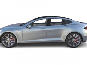 tesla model s 2016 silver with interior and chassis model 3Dモデル