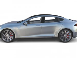 tesla model s 2016 silver with interior and chassis model 3D Model