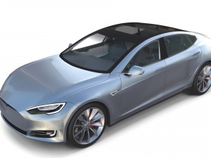 tesla model s 2016 silver with interior and chassis model 3Dモデル