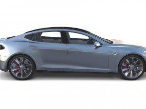 tesla model s 2016 silver with interior and chassis model 3Dモデル
