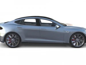 tesla model s 2016 silver with interior and chassis model 3D Model