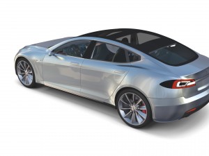 tesla model s 2016 silver with interior and chassis model 3Dモデル