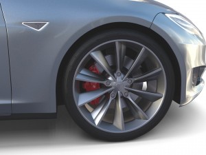 tesla model s 2016 silver with interior and chassis model 3Dモデル