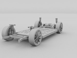 tesla model s 2016 silver with interior and chassis model 3Dモデル