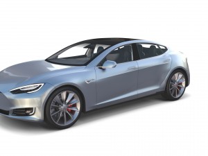tesla model s 2016 silver with interior and chassis model 3Dモデル