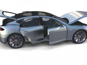 tesla model s 2016 silver with interior and chassis model 3D Model