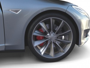 tesla model s 2016 silver with interior and chassis model 3Dモデル