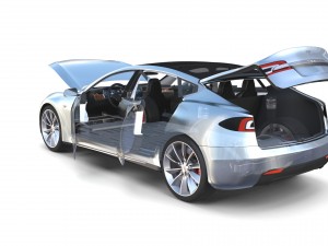 tesla model s 2016 silver with interior and chassis model 3Dモデル