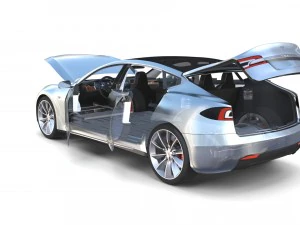 tesla model s 2016 silver with interior and chassis model 3D Model