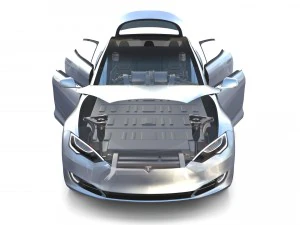 tesla model s 2016 silver with interior and chassis model 3D Model