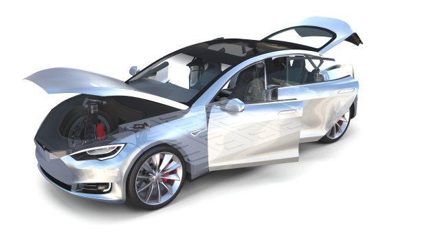 Tesla Model Silver With Interior And Chassis 3D Model In Sedan 3DExport, Model3 Silver