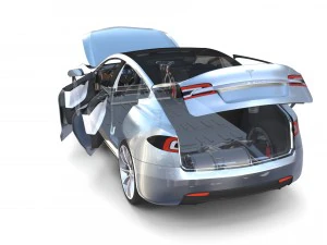 tesla model s 2016 silver with interior and chassis model 3D Model