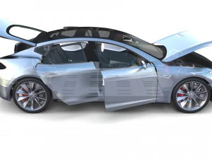 tesla model s 2016 silver with interior and chassis model 3D Model
