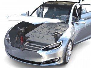 tesla model s 2016 silver with interior and chassis model 3Dモデル
