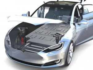 tesla model s 2016 silver with interior and chassis model 3D Model