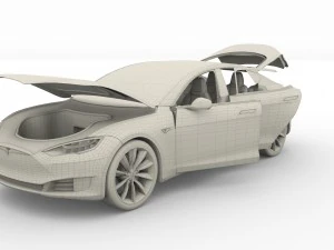 tesla model s 2016 silver with interior and chassis model 3D Model