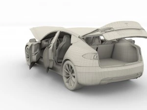 tesla model s 2016 silver with interior and chassis model 3D Model