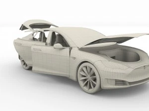 tesla model s 2016 silver with interior and chassis model 3D Model