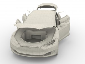 tesla model s 2016 silver with interior and chassis model 3Dモデル