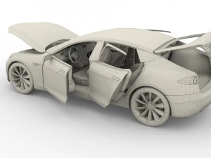 tesla model s 2016 silver with interior and chassis model 3D Model