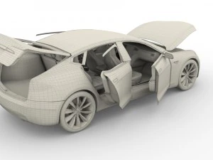 tesla model s 2016 silver with interior and chassis model 3D Model