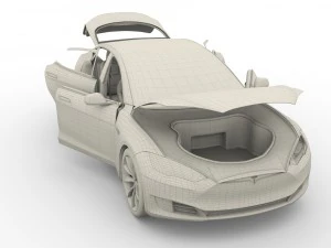 tesla model s 2016 silver with interior and chassis model 3D Model