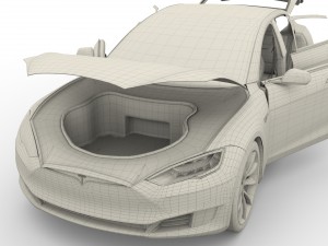 tesla model s 2016 silver with interior and chassis model 3Dモデル
