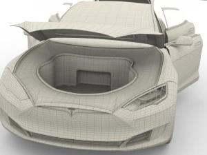tesla model s 2016 silver with interior and chassis model 3D Model
