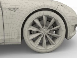 tesla model s 2016 silver with interior and chassis model 3D Model