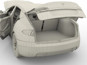 tesla model s 2016 silver with interior and chassis model 3D Model
