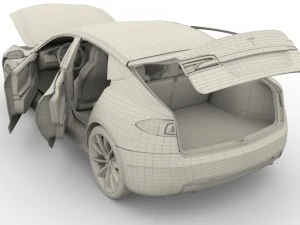tesla model s 2016 silver with interior and chassis model 3D Model