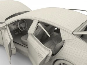 tesla model s 2016 silver with interior and chassis model 3D Model