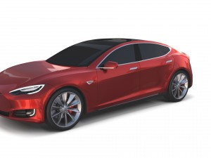 tesla model s 2016 red 3D 모델