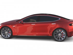 tesla model s 2016 red 3D 모델