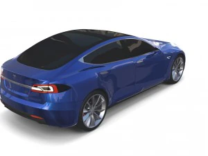 特斯拉 Model S 2016 蓝色 3D 模型