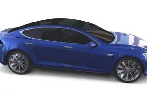 特斯拉 Model S 2016 蓝色 3D 模型