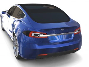 特斯拉 Model S 2016 蓝色 3D 模型
